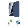 MARSİLYAN™- iPhone 16 Plus Kılıf Eksen Form Prime - Siyah 3D Antistatik Seramik Nano Ekran Koruyucu + Raze Metal Kamera Lens - PE