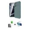 MARSİLYAN™- iPhone 16 Plus Kılıf Eksen Form Prime - Siyah 3D Antistatik Seramik Nano Ekran Koruyucu + Siyah Raze Metal Kamera Lens