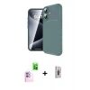 MARSİLYAN™- iPhone 16 Plus Kılıf Eksen Form Prime - Siyah Bilvis 3D Cam Ekran Koruyucu + Raze Metal Kamera Lens - PE