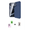 MARSİLYAN™- iPhone 16 Plus Kılıf Eksen Form Prime - Siyah Bilvis 3D Cam Ekran Koruyucu + Raze Metal Kamera Lens - PE
