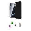 MARSİLYAN™- iPhone 16 Plus Kılıf Eksen Form Prime - Siyah Bilvis 3D Cam Ekran Koruyucu + Raze Metal Kamera Lens - PE