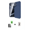 MARSİLYAN™- iPhone 16 Plus Kılıf Eksen Form Prime - Siyah Bilvis 3D Cam Ekran Koruyucu + Siyah Raze Metal Kamera Lens