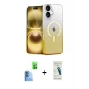MARSİLYAN™- iPhone 16 Plus Kılıf Eksen Minimal Özel Seri - Şeffaf Pasifik Cam Ekran Koruyucu + Raze Metal Kamera Lens - LT
