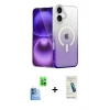 MARSİLYAN™- iPhone 16 Plus Kılıf Eksen Minimal Özel Seri - Şeffaf Pasifik Cam Ekran Koruyucu + Raze Metal Kamera Lens - LT