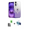 MARSİLYAN™- iPhone 16 Plus Kılıf Eksen Minimal Özel Seri - Siyah 3D Antistatik Cam Ekran Koruyucu + Raze Metal Kamera Lens - SH