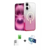 MARSİLYAN™- iPhone 16 Plus Kılıf Eksen Minimal Özel Seri - Siyah 3D Antistatik Cam Ekran Koruyucu + Raze Metal Kamera Lens - BZ