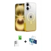 MARSİLYAN™- iPhone 16 Plus Kılıf Eksen Minimal Özel Seri - Siyah 3D Antistatik Cam Ekran Koruyucu + Raze Metal Kamera Lens - BZ