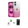 MARSİLYAN™- iPhone 16 Plus Kılıf Eksen Minimal Özel Seri - Siyah 3D Antistatik Hayalet Cam Ekran Koruyucu + Raze Metal Kamera Lens - PE