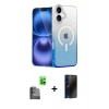MARSİLYAN™- iPhone 16 Plus Kılıf Eksen Minimal Özel Seri - Siyah 3D Antistatik Hayalet Cam Ekran Koruyucu + Siyah Raze Metal Kamera Lens
