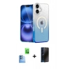 MARSİLYAN™- iPhone 16 Plus Kılıf Eksen Minimal Özel Seri - Siyah 3D Antistatik Hayalet Cam Ekran Koruyucu + Raze Metal Kamera Lens - LT