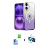 MARSİLYAN™- iPhone 16 Plus Kılıf Eksen Minimal Özel Seri - Siyah 3D Antistatik Seramik Nano Ekran Koruyucu + Raze Metal Kamera Lens - LT