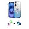 MARSİLYAN™- iPhone 16 Plus Kılıf Eksen Minimal Özel Seri - Siyah 3D Antistatik Seramik Nano Ekran Koruyucu + Pembe Raze Metal Kamera Lens