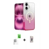 MARSİLYAN™- iPhone 16 Plus Kılıf Eksen Minimal Özel Seri - Siyah Bilvis 3D Cam Ekran Koruyucu + Raze Metal Kamera Lens - BZ