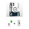 MARSİLYAN™- iPhone 16 Plus Kılıf İz Asil Prime - Şeffaf Pasifik Cam Ekran Koruyucu + Raze Metal Kamera Lens - PE