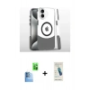 MARSİLYAN™- iPhone 16 Plus Kılıf İz Asil Prime - Şeffaf Pasifik Cam Ekran Koruyucu + Raze Metal Kamera Lens - LT