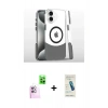 MARSİLYAN™- iPhone 16 Plus Kılıf İz Asil Prime - Şeffaf Pasifik Cam Ekran Koruyucu + Raze Metal Kamera Lens - PE
