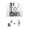 MARSİLYAN™- iPhone 16 Plus Kılıf İz Asil Prime - Şeffaf Pasifik Cam Ekran Koruyucu + Raze Metal Kamera Lens - SH