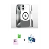 MARSİLYAN™- iPhone 16 Plus Kılıf İz Asil Prime - Siyah 3D Antistatik Cam Ekran Koruyucu + Raze Metal Kamera Lens - PE