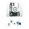 MARSİLYAN™- iPhone 16 Plus Kılıf İz Asil Prime - Siyah 3D Antistatik Cam Ekran Koruyucu + Raze Metal Kamera Lens - PE