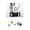 MARSİLYAN™- iPhone 16 Plus Kılıf İz Asil Prime - Siyah 3D Antistatik Cam Ekran Koruyucu + Raze Metal Kamera Lens - PE