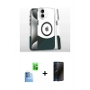 MARSİLYAN™- iPhone 16 Plus Kılıf İz Asil Prime - Siyah 3D Antistatik Hayalet Cam Ekran Koruyucu + Raze Metal Kamera Lens - LT