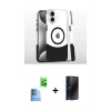 MARSİLYAN™- iPhone 16 Plus Kılıf İz Asil Prime - Siyah 3D Antistatik Hayalet Cam Ekran Koruyucu + Raze Metal Kamera Lens - LT