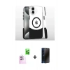 MARSİLYAN™- iPhone 16 Plus Kılıf İz Asil Prime - Siyah 3D Antistatik Hayalet Cam Ekran Koruyucu + Raze Metal Kamera Lens - PE