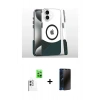 MARSİLYAN™- iPhone 16 Plus Kılıf İz Asil Prime - Siyah 3D Antistatik Hayalet Cam Ekran Koruyucu + Raze Metal Kamera Lens - BZ