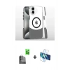 MARSİLYAN™- iPhone 16 Plus Kılıf İz Asil Prime - Siyah 3D Antistatik Seramik Nano Ekran Koruyucu + Raze Metal Kamera Lens - SH
