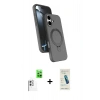 MARSİLYAN™- iPhone 16 Plus Kılıf İz Işık Koleksiyonu - Şeffaf Pasifik Cam Ekran Koruyucu + Raze Metal Kamera Lens - BZ