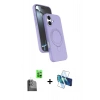 MARSİLYAN™- iPhone 16 Plus Kılıf İz Işık Koleksiyonu - Siyah 3D Antistatik Cam Ekran Koruyucu + Raze Metal Kamera Lens - SH
