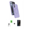 MARSİLYAN™- iPhone 16 Plus Kılıf İz Işık Koleksiyonu - Siyah 3D Antistatik Hayalet Cam Ekran Koruyucu + Raze Metal Kamera Lens - BZ