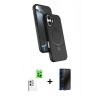 MARSİLYAN™- iPhone 16 Plus Kılıf İz Işık Koleksiyonu - Siyah 3D Antistatik Hayalet Cam Ekran Koruyucu + Raze Metal Kamera Lens - BZ