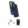 MARSİLYAN™- iPhone 16 Plus Kılıf İz Işık Koleksiyonu - Siyah 3D Antistatik Hayalet Cam Ekran Koruyucu + Raze Metal Kamera Lens - BZ