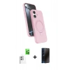 MARSİLYAN™- iPhone 16 Plus Kılıf İz Işık Koleksiyonu - Siyah 3D Antistatik Hayalet Cam Ekran Koruyucu + Raze Metal Kamera Lens - BZ