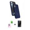 MARSİLYAN™- iPhone 16 Plus Kılıf İz Işık Koleksiyonu - Siyah 3D Antistatik Hayalet Cam Ekran Koruyucu + Raze Metal Kamera Lens - PE