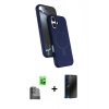MARSİLYAN™- iPhone 16 Plus Kılıf İz Işık Koleksiyonu - Siyah 3D Antistatik Hayalet Cam Ekran Koruyucu + Raze Metal Kamera Lens - SH