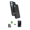 MARSİLYAN™- iPhone 16 Plus Kılıf İz Işık Koleksiyonu - Siyah 3D Antistatik Hayalet Cam Ekran Koruyucu + Raze Metal Kamera Lens - SH