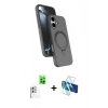 MARSİLYAN™- iPhone 16 Plus Kılıf İz Işık Koleksiyonu - Siyah 3D Antistatik Seramik Nano Ekran Koruyucu + Raze Metal Kamera Lens - BZ