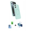 MARSİLYAN™- iPhone 16 Plus Kılıf İz Işık Koleksiyonu - Siyah 3D Antistatik Seramik Nano Ekran Koruyucu + Raze Metal Kamera Lens - LT