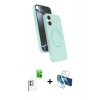 MARSİLYAN™- iPhone 16 Plus Kılıf İz Işık Koleksiyonu - Siyah 3D Antistatik Seramik Nano Ekran Koruyucu + Raze Metal Kamera Lens - BZ