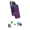 MARSİLYAN™- iPhone 16 Plus Kılıf İz Işık Koleksiyonu - Siyah 3D Antistatik Seramik Nano Ekran Koruyucu + Raze Metal Kamera Lens - SH
