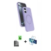 MARSİLYAN™- iPhone 16 Plus Kılıf İz Işık Koleksiyonu - Siyah 3D Antistatik Seramik Nano Ekran Koruyucu + Raze Metal Kamera Lens - SH
