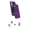MARSİLYAN™- iPhone 16 Plus Kılıf İz Işık Koleksiyonu - Siyah Bilvis 3D Cam Ekran Koruyucu + Raze Metal Kamera Lens - PE