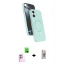 MARSİLYAN™- iPhone 16 Plus Kılıf İz Işık Koleksiyonu - Siyah Bilvis 3D Cam Ekran Koruyucu + Raze Metal Kamera Lens - PE