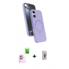 MARSİLYAN™- iPhone 16 Plus Kılıf İz Işık Koleksiyonu - Siyah Bilvis 3D Cam Ekran Koruyucu + Raze Metal Kamera Lens - PE