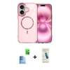 MARSİLYAN™- iPhone 16 Plus Kılıf Kıvılcım Form Prime - Şeffaf Pasifik Cam Ekran Koruyucu + Lacivert Raze Metal Kamera Lens