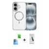 MARSİLYAN™- iPhone 16 Plus Kılıf Kıvılcım Form Prime - Şeffaf Pasifik Cam Ekran Koruyucu + Lacivert Raze Metal Kamera Lens