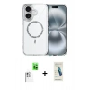 MARSİLYAN™- iPhone 16 Plus Kılıf Kıvılcım Form Prime - Şeffaf Pasifik Cam Ekran Koruyucu + Raze Metal Kamera Lens - BZ