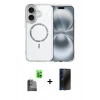 MARSİLYAN™- iPhone 16 Plus Kılıf Kıvılcım Form Prime - Siyah 3D Antistatik Hayalet Cam Ekran Koruyucu + Raze Metal Kamera Lens - SH